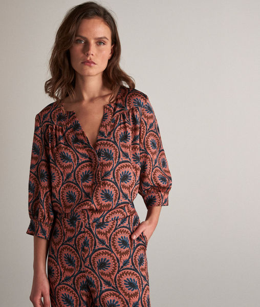 Picture of LOANA ROSEWOOD PRINTED BLOUSE